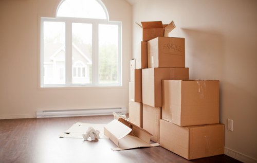 Packed boxes and labels ready for house removals