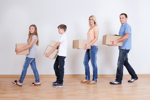 Packed boxes prepared for a Kennington home move